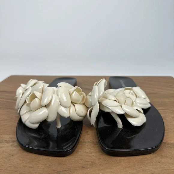 Womens Jeffrey Campbell Floralee Ivory Jelly Thong Flip Flops Sandals Size 8‎ M - Picture 2 of 8